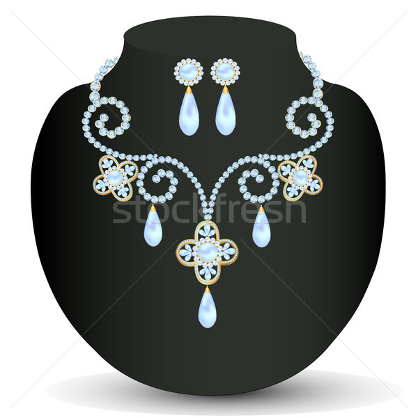 Collier femmes mariage perles précieux pierres Photo stock © yurkina