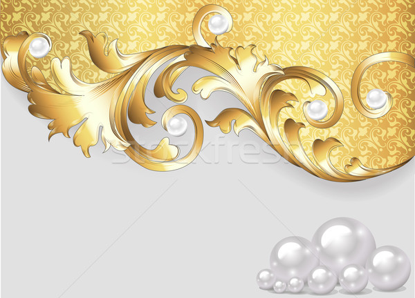 Foto d'archivio: Orizzontale · oro · ornamenti · perle · illustrazione · design