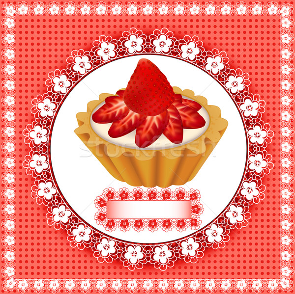 Fruchtig Dessert Kuchen Erdbeeren Illustration Essen Stock foto © yurkina