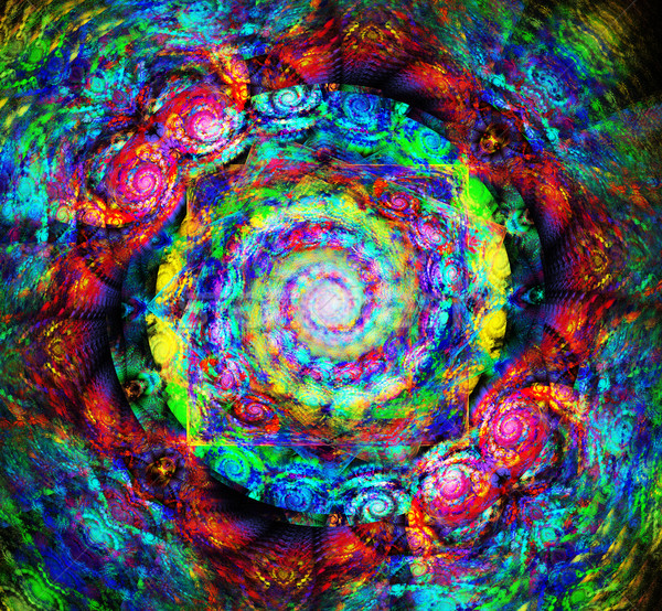 Ilustrare fractal luminos cerc lumina negru Imagine de stoc © yurkina