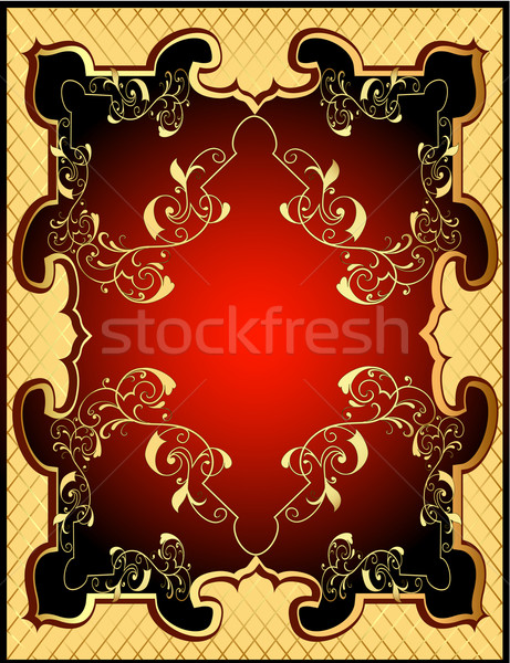 yellow backgrounds red frame with gold(en) pattern and net Stock photo © yurkina