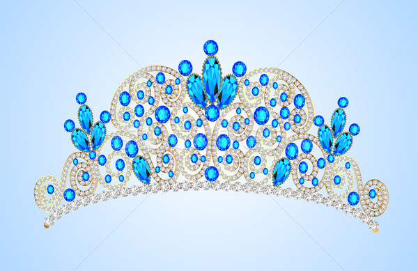illustration women's gold diadem tiara with precious stones Stock photo © yurkina