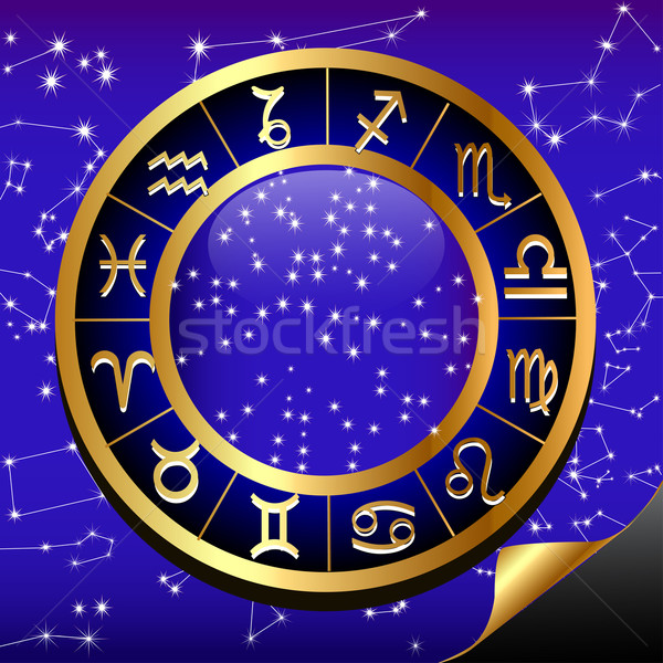 Ciel de la nuit or cercle constellation signe zodiac Photo stock © yurkina