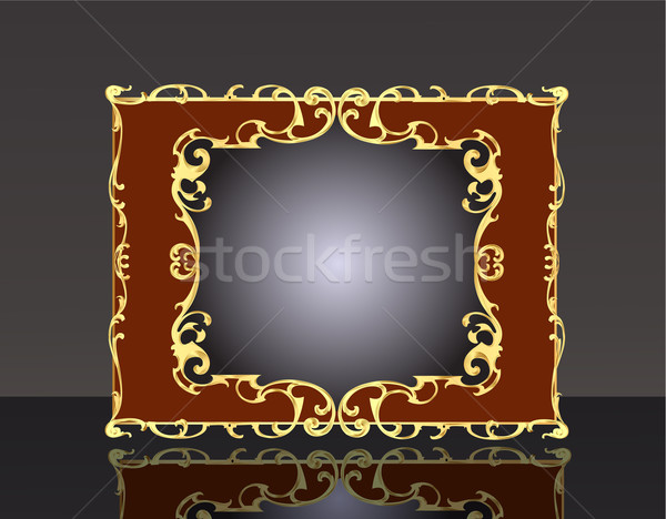 background frame with gold(en) pattern with reflection Stock photo © yurkina
