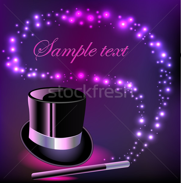 illustration background with a hat and a magic wand to copy space Stock photo © yurkina