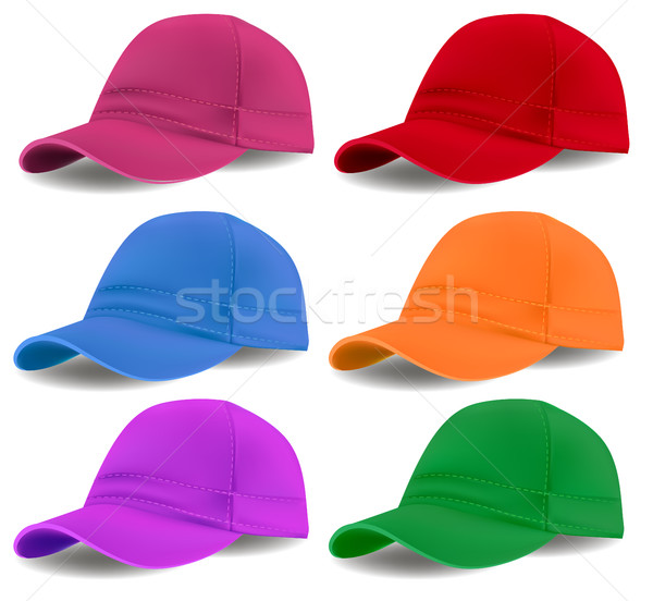 Illustration set of colored caps on a white background Stock photo © yurkina