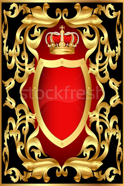 Stock photo: background with shield gold pattern and corona