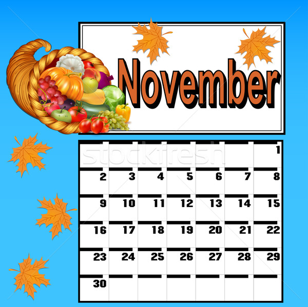 calendar for November, with Thanksgiving and cornucopia Stock photo © yurkina