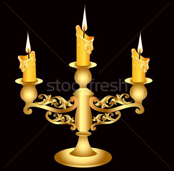 Kandelaar gouden drie brandend kaars illustratie Stockfoto © yurkina
