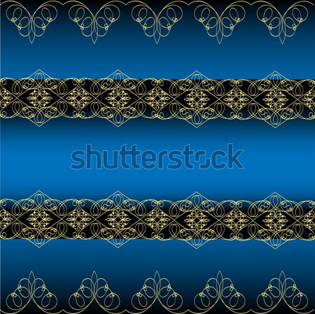 Blauw goud ornament illustratie ontwerp frame Stockfoto © yurkina
