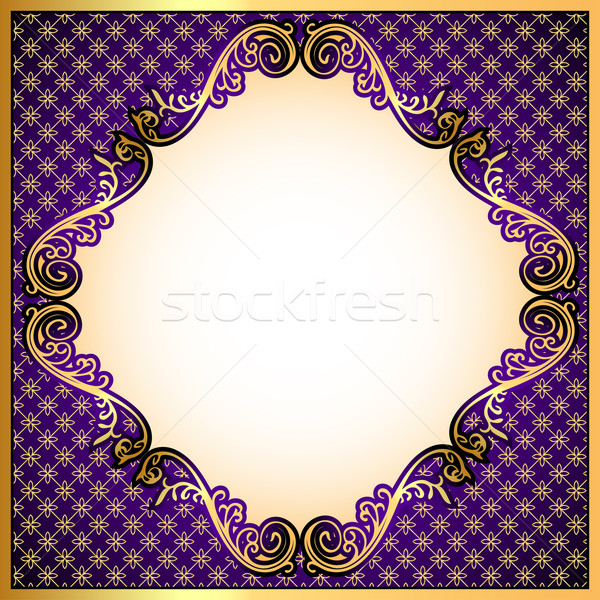 Viola frame oro ornamento illustrazione fiore Foto d'archivio © yurkina