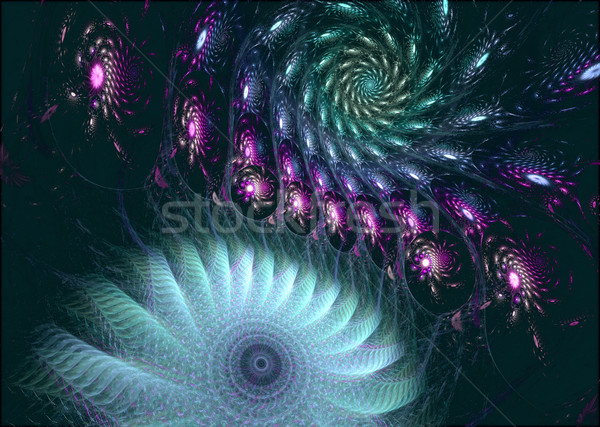 illustration of a fractal background with floral ornament spiral Stock photo © yurkina