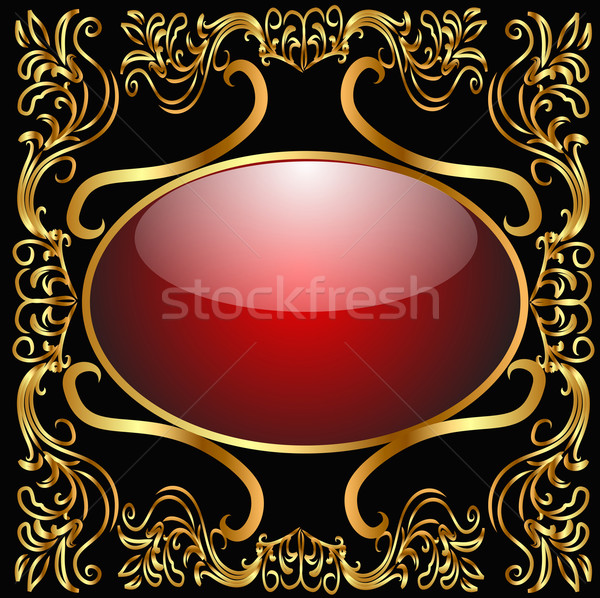  background with glass frame and gold(en) pattern Stock photo © yurkina