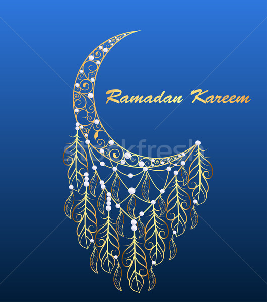 Ilustracja kartkę z życzeniami księżyc uczta ramadan streszczenie Zdjęcia stock © yurkina