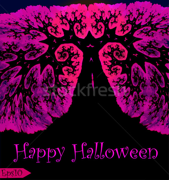 Ilustração cartão quadro terrível árvore halloween Foto stock © yurkina