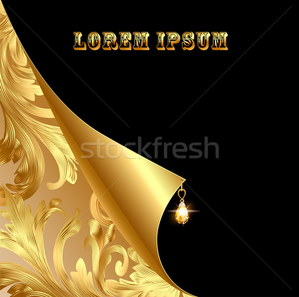 background with curled corner and gold with vintage ornament Stock photo © yurkina
