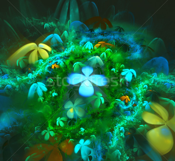 illustration background fractal bright blue fields of flowers Stock photo © yurkina