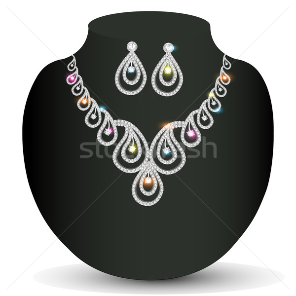 серебро ожерелье женщину драгоценный камней иллюстрация Сток-фото © yurkina