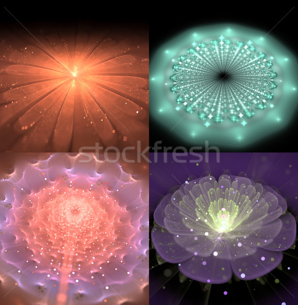 Ilustrare set fractali fantastic luminos Imagine de stoc © yurkina