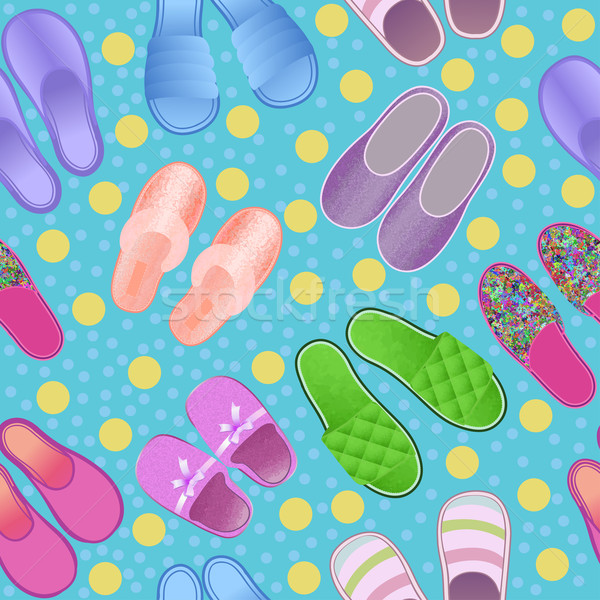 Naadloos kleur slippers gezellig zachte illustratie Stockfoto © yurkina