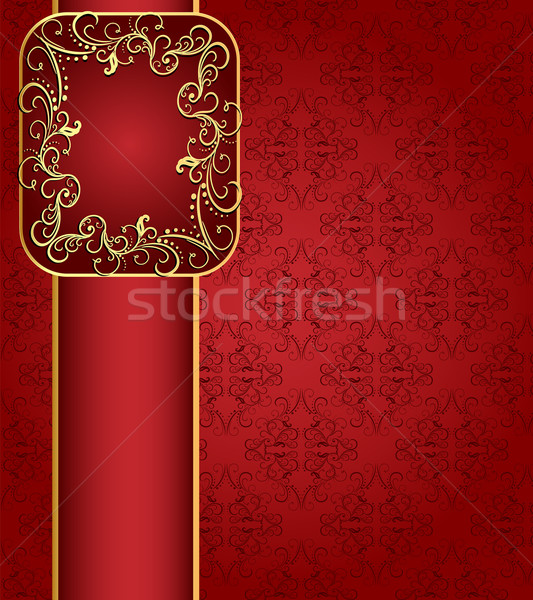  seamless red background with band and frame with gold(en) patte Stock photo © yurkina
