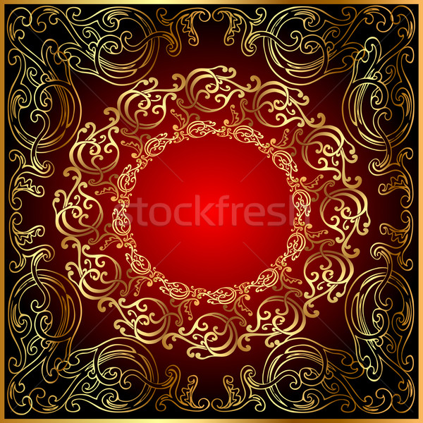  background with gold(en) ornament on red and black Stock photo © yurkina