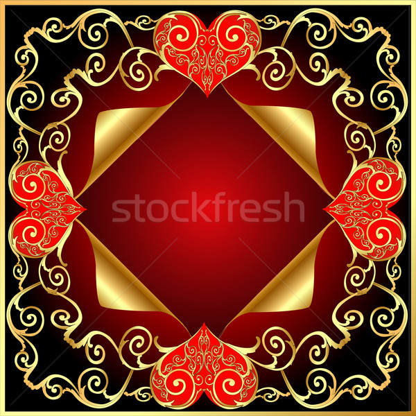  frame with gold(en) pattern with heart and wreathed small piece Stock photo © yurkina