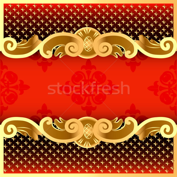  a red background with a strip with a gold vegetative ornament a Stock photo © yurkina