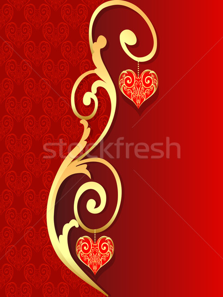 background with pattern with heart by bow from gild Stock photo © yurkina