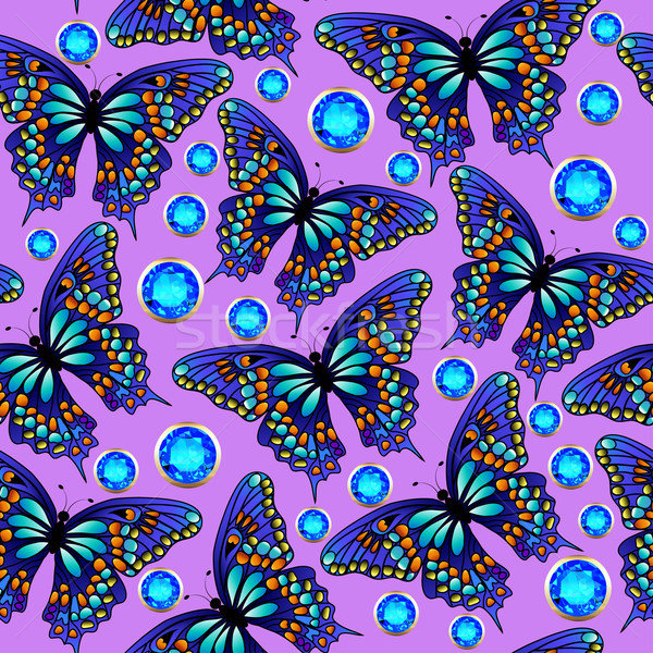 seamless background with butterflies and jewels Stock photo © yurkina