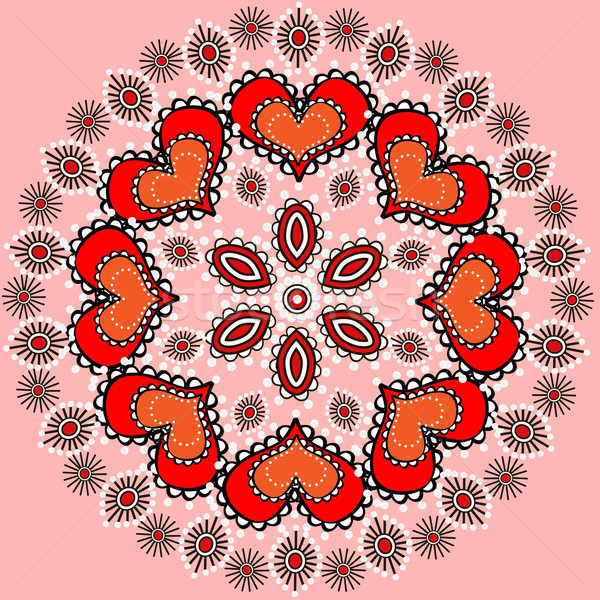 Ilustração rosa ornamento corações pérolas Foto stock © yurkina