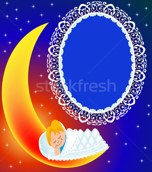 frame on moon child sweetly sleeps Stock photo © yurkina
