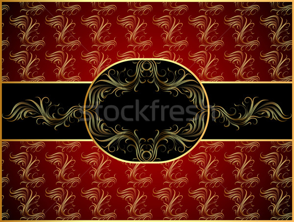  seamless brown background with band and frame with gold(en) pat Stock photo © yurkina