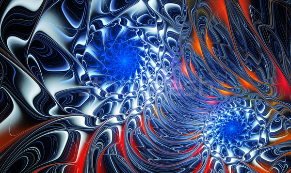 Stock photo: metal spiral fractal background with interlacing