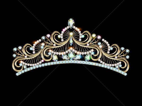Stockfoto: Illustratie · goud · tiara · kostbaar · stenen · ontwerp