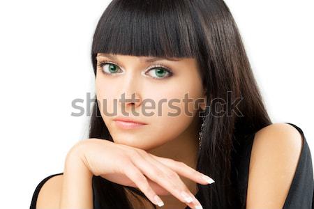 Fiatal káprázatos barna hajú stúdiófelvétel izolált fehér Stock fotó © yurok