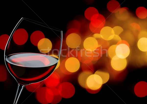 Photo stock: Verre · vin · rouge · lumières · fond · restaurant