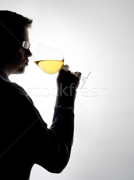 Tatma şarap genç uzman örnekleme beyaz şarap Stok fotoğraf © yurok