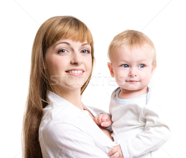 Mutter Sohn Porträt jungen liebenswert isoliert Stock foto © yurok