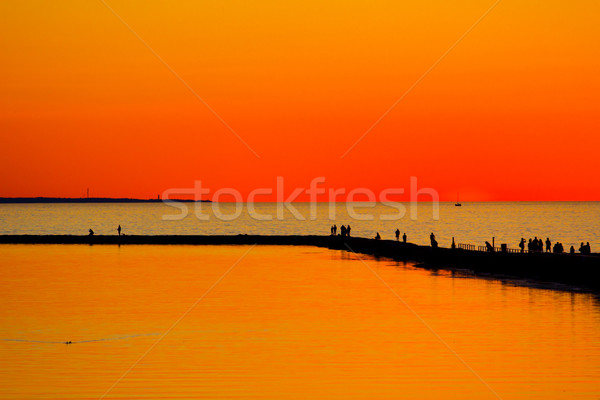 Sommer Sonnenuntergang Menschen genießen Strand Estland Stock foto © yurok