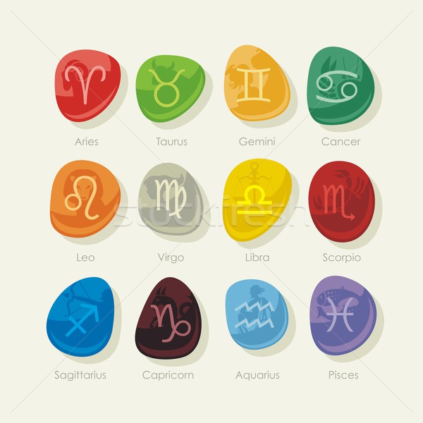 камней набор зодиак признаков красочный двенадцать Сток-фото © yurumi
