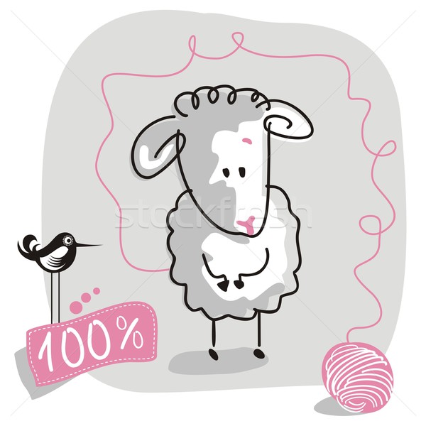 Doodle moutons cute laine qualité étiquette Photo stock © yurumi
