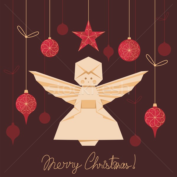 Origami angyal karácsony fa díszítések papír Stock fotó © yurumi