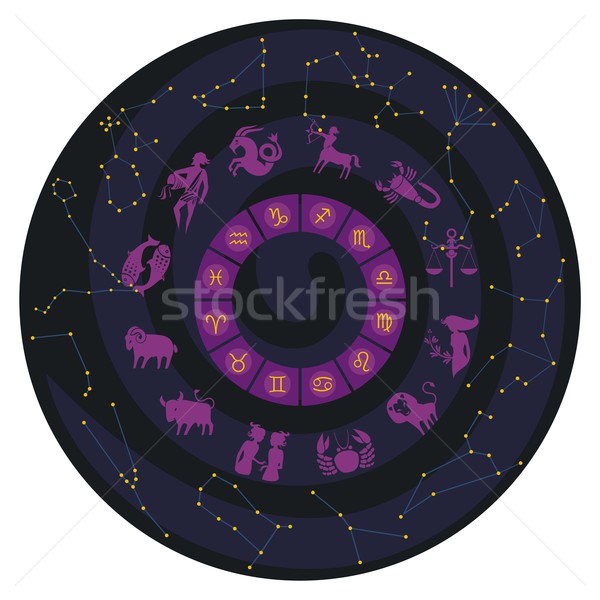 Zodiak koła streszczenie charakter przestrzeni kalendarza Zdjęcia stock © yurumi