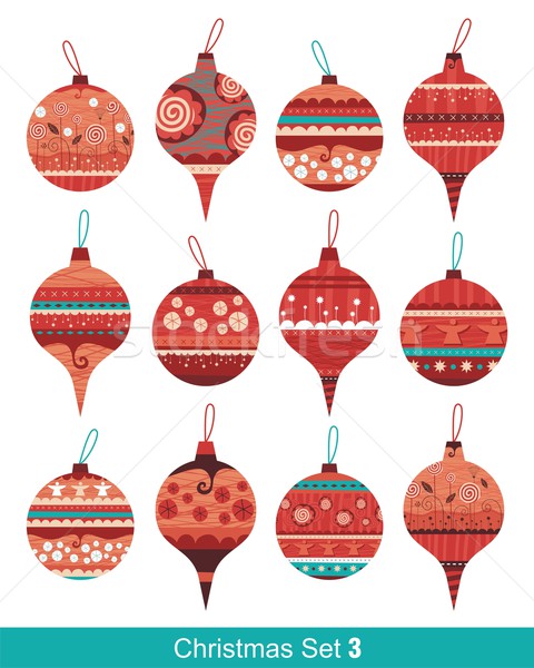 Weihnachten Kugeln Set saisonabhängig dekorativ unterschiedlich Stock foto © yurumi