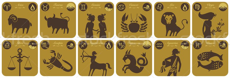 Modern zodiac semne doisprezece simboluri apă Imagine de stoc © yurumi