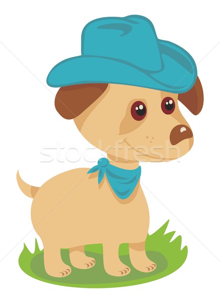 ストックフォト: カウボーイ · 子犬 · かわいい · カウボーイハット · スカーフ · 幸せ