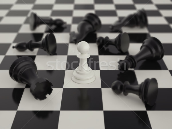 Pawn in the surrounded of black chess pieces Stock photo © ZARost