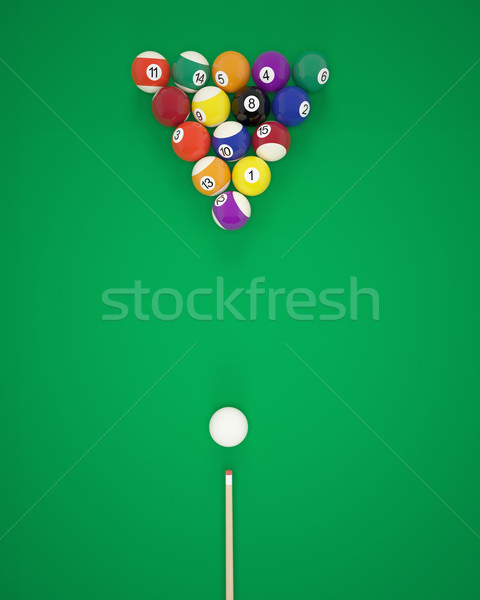 Bilardo yeşil tablo 3d illustration yüksek Stok fotoğraf © ZARost