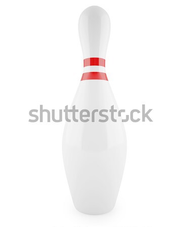 Single bowling pin with red stripes isolated on white background. Stock photo © ZARost